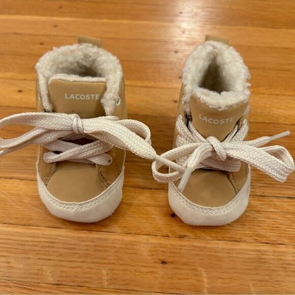 Lacoste beige/tan Sherpa lined lace up sneaker boots - Picture 3 of 9
